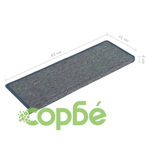 Изтривалки за стълби 15 бр. 65x21x4 см, светло сиви и сини, правоъгълни, кант ➤ топ цена ➤ sorbe.bg