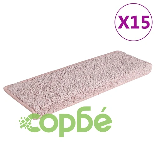 Изтривалки за стълби 15 бр. 65x21x4 см, светлорозови, правоъгълни, кант ➤ топ цена ➤ sorbe.bg