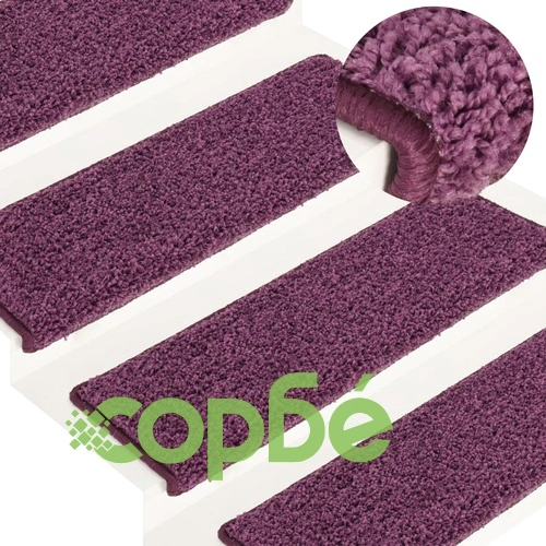 Изтривалки за стълби 15 бр. 65x21x4 см, тъмнолилави, правоъгълни, кант ➤ топ цена ➤ sorbe.bg