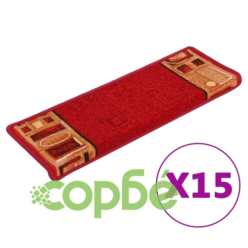 Самозалепващи стелки за стъпала, 15 бр, 65x21x4 см, червени ➤ топ цена ➤ sorbe.bg