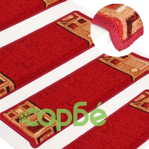 Самозалепващи стелки за стъпала, 15 бр, 65x21x4 см, червени ➤ топ цена ➤ sorbe.bg