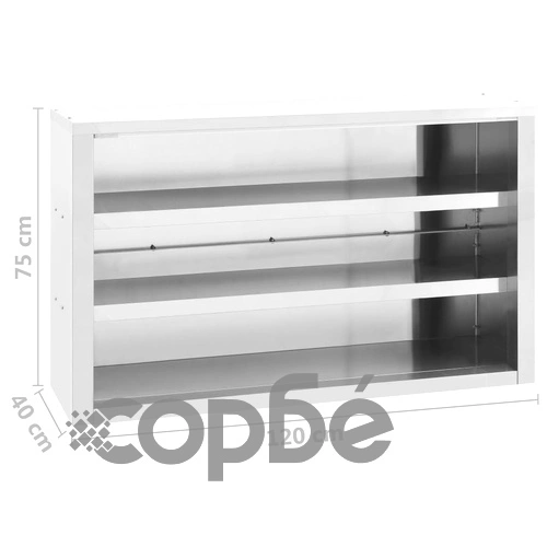 Кухненски стенен шкаф, 120x40x75 см, неръждаема стомана ➤ топ цена ➤ sorbe.bg