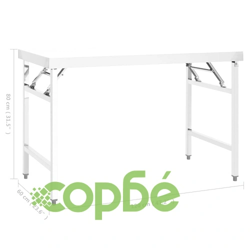 Кухненска сгъваема работна маса, 120x60x80 см, неръждаема стомана  ➤ топ цена ➤ sorbe.bg