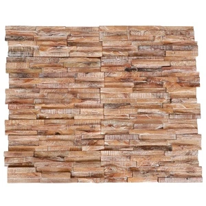 3D стенни облицовъчни панели, 10 бр, 1,01 м², тик масив