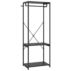 Гардероб, черен, 60x40x167 см, метал и ПДЧ