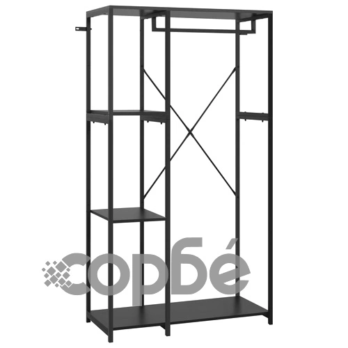 Гардероб, черен, 90x40x167 см, метал и ПДЧ ➤ топ цена ➤ sorbe.bg