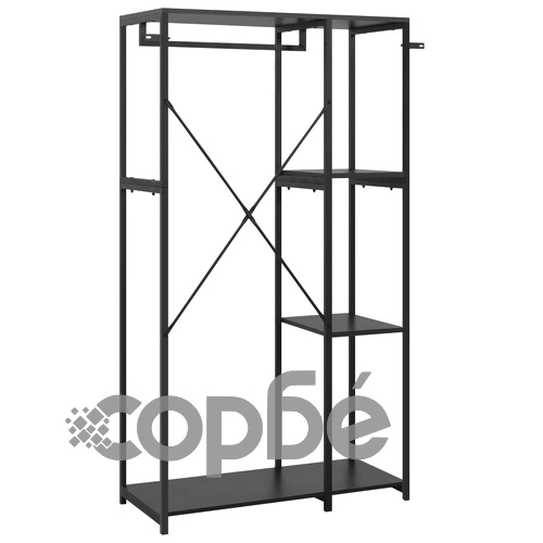 Гардероб, черен, 90x40x167 см, метал и ПДЧ ➤ топ цена ➤ sorbe.bg