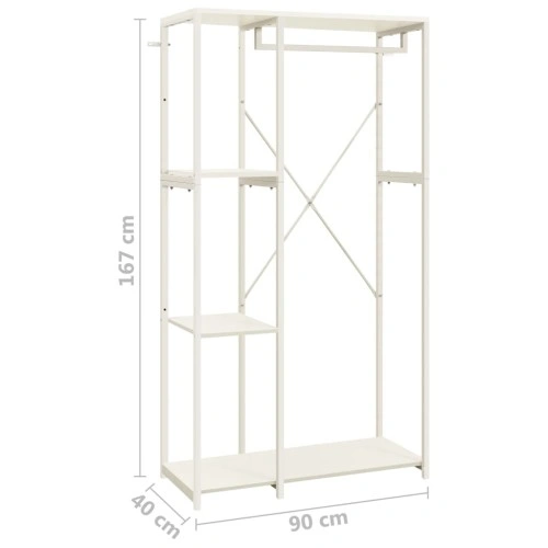 Гардероб, бял, 90x40x167 см, метал и ПДЧ ➤ топ цена ➤ sorbe.bg