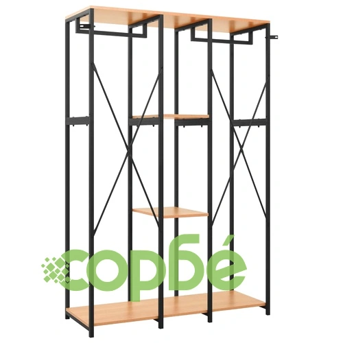 Гардероб, черно и дъб, 110x40x167 см, метал и ПДЧ ➤ топ цена ➤ sorbe.bg