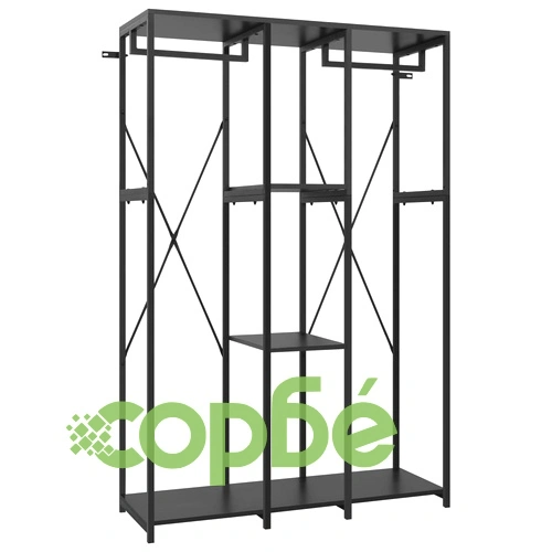 Гардероб, черен, 110x40x167 см, метал и ПДЧ ➤ топ цена ➤ sorbe.bg