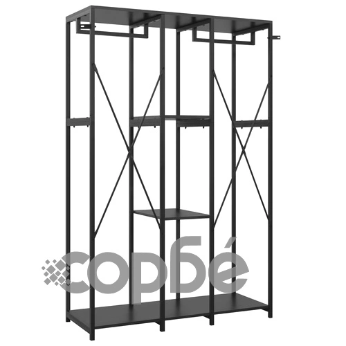 Гардероб, черен, 110x40x167 см, метал и ПДЧ ➤ топ цена ➤ sorbe.bg