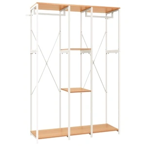Гардероб, бяло и дъб, 110x40x167 см, метал и ПДЧ