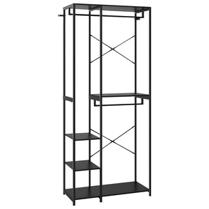 Гардероб, черен, 90x40x213 см, метал и ПДЧ