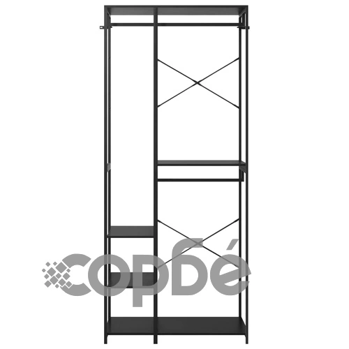 Гардероб, черен, 90x40x213 см, метал и ПДЧ ➤ топ цена ➤ sorbe.bg