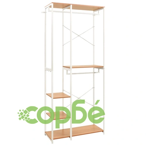 Гардероб, бяло и дъб, 90x40x213 см, метал и ПДЧ ➤ топ цена ➤ sorbe.bg