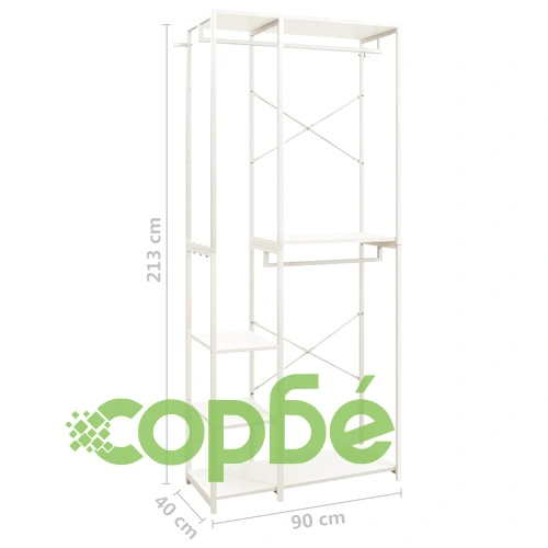 Гардероб, бял, 90x40x213 см, метал и ПДЧ ➤ топ цена ➤ sorbe.bg