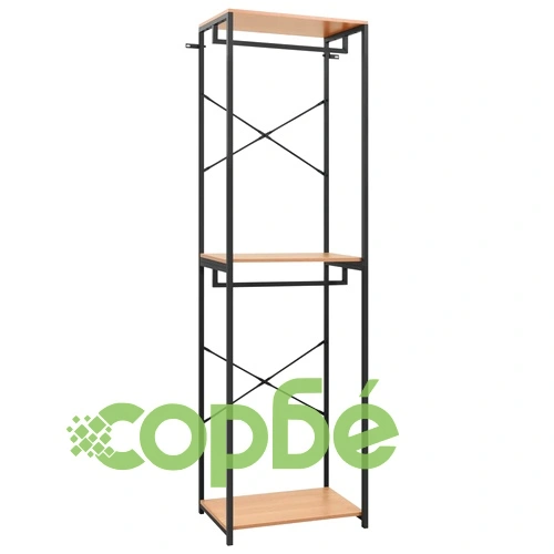 Гардероб, черно и дъб, 60x40x213 см, метал и ПДЧ ➤ топ цена ➤ sorbe.bg