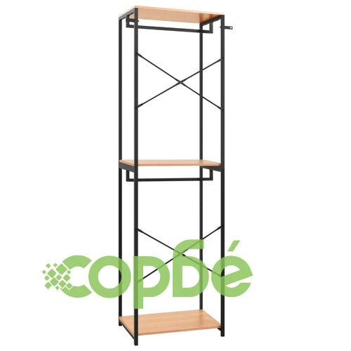 Гардероб, черно и дъб, 60x40x213 см, метал и ПДЧ ➤ топ цена ➤ sorbe.bg