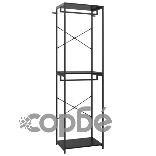 Гардероб, черен, 60x40x213 см, метал и ПДЧ ➤ топ цена ➤ sorbe.bg