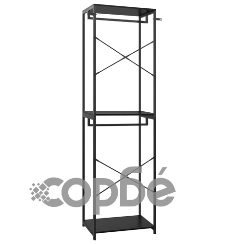 Гардероб, черен, 60x40x213 см, метал и ПДЧ ➤ топ цена ➤ sorbe.bg