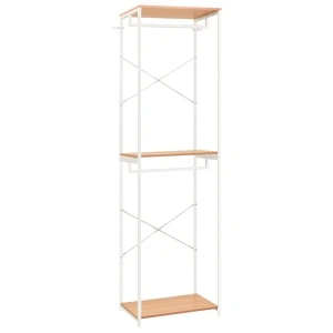 Гардероб, бяло и дъб, 60x40x213 см, метал и ПДЧ