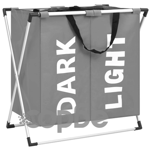 Кош за сортиране на пране с 2 секции, сив ➤ топ цена ➤ sorbe.bg