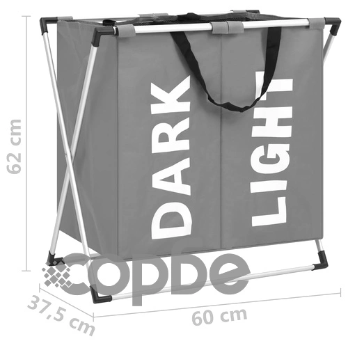 Кош за сортиране на пране с 2 секции, сив ➤ топ цена ➤ sorbe.bg