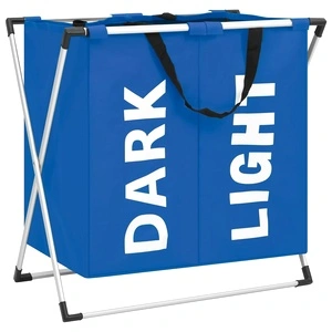 Кош за сортиране на пране с 2 секции, син