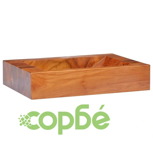 L Мивка, тиково дърво масив, 50x35x10 см ➤ топ цена ➤ sorbe.bg