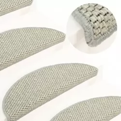 Самозалепващи стелки за стълби вид сизал 15 бр 56x17x3 см сиви
