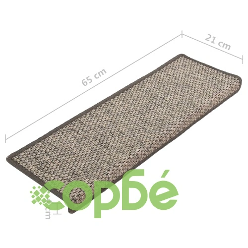 Стелки за стълби, вид сизал, 15 бр, 65x21x4 см, сиво и бежово ➤ топ цена ➤ sorbe.bg