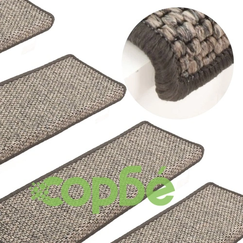 Стелки за стълби, вид сизал, 15 бр, 65x21x4 см, сиво и бежово ➤ топ цена ➤ sorbe.bg