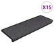 Самозалепващи стелки за стълби сизал 15 бр 65x21x4 см антрацит