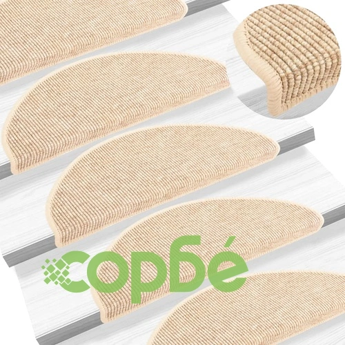 Изтривалки за стълби, 15 бр., 65x21x4 см, светлобежови, полукръгли, големи ➤ топ цена ➤ sorbe.bg