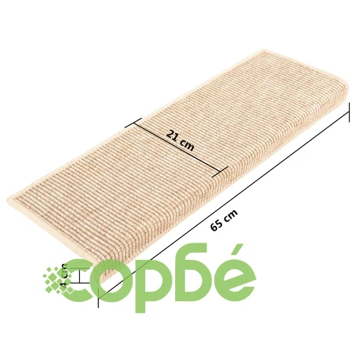 Изтривалки за стълби 15 бр. 65x21x4 см светлобежови с правоъгълен кант ➤ топ цена ➤ sorbe.bg