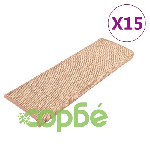 Изтривалки за стълби 15 бр. 65x21x4 см светлокафяви с правоъгълен кант ➤ топ цена ➤ sorbe.bg