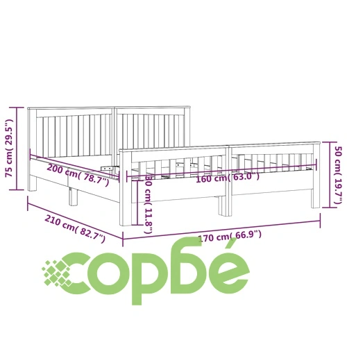 Рамка за легло, тиково дърво масив, 160x200 cм ➤ топ цена ➤ sorbe.bg