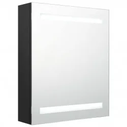 LED шкаф с огледало за баня, черен, 50x14x60 см