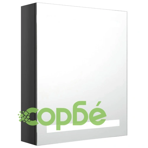 LED шкаф с огледало за баня, сияйно черно, 50x14x60 см ➤ топ цена ➤ sorbe.bg