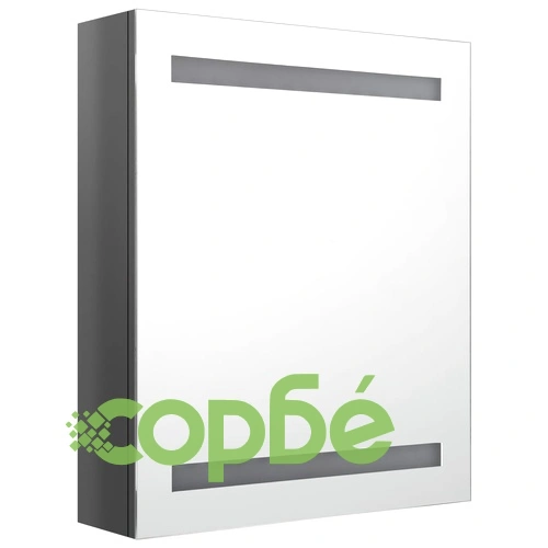 LED шкаф с огледало за баня, сияйно сиво, 50x14x60 см ➤ топ цена ➤ sorbe.bg