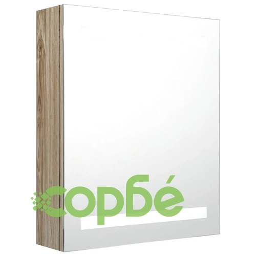 LED шкаф с огледало за баня, цвят дъб, 50x14x60 см ➤ топ цена ➤ sorbe.bg