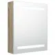 LED шкаф с огледало за баня, бяло и дъб, 50x14x60 см