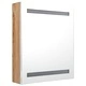 LED шкаф с огледало за баня, бяло и дъб, 50x14x60 см