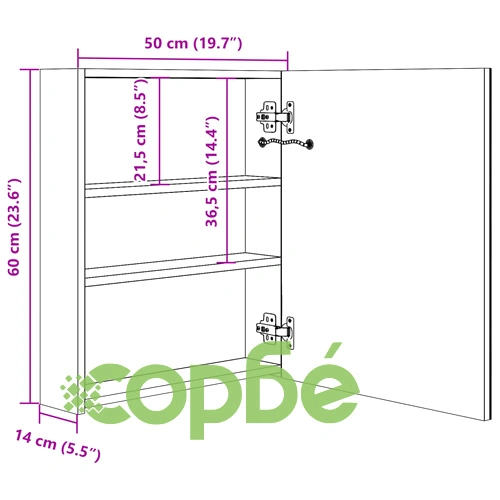 LED шкаф с огледало за баня, антрацит, 50x14x60 см ➤ топ цена ➤ sorbe.bg