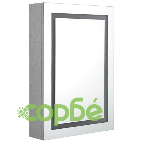 LED шкаф с огледало за баня, бетонно сив, 50x13x70 см ➤ топ цена ➤ sorbe.bg