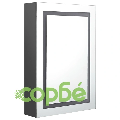 LED шкаф с огледало за баня, сив, 50x13x70 см ➤ топ цена ➤ sorbe.bg