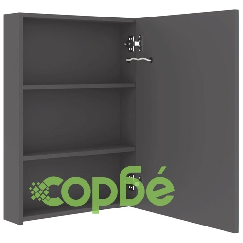 LED шкаф с огледало за баня, сив, 50x13x70 см ➤ топ цена ➤ sorbe.bg