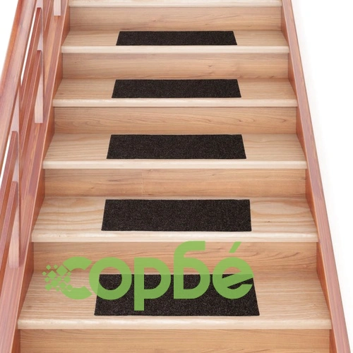 Изтривалки за стълби, самозалепващи се, 15 бр., 60x25 см, кафяви, правоъгълни ➤ топ цена ➤ sorbe.bg