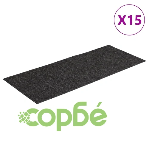 Изтривалки за стълби, самозалепващи се, 15 бр., 60x25 см, антрацит, правоъгълни ➤ топ цена ➤ sorbe.bg