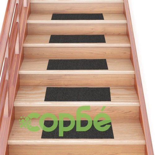 Изтривалки за стълби, самозалепващи се, 15 бр., 60x25 см, антрацит, правоъгълни ➤ топ цена ➤ sorbe.bg